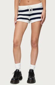 EDIKTED Amaris Stripe Drawstring Cotton Shorts