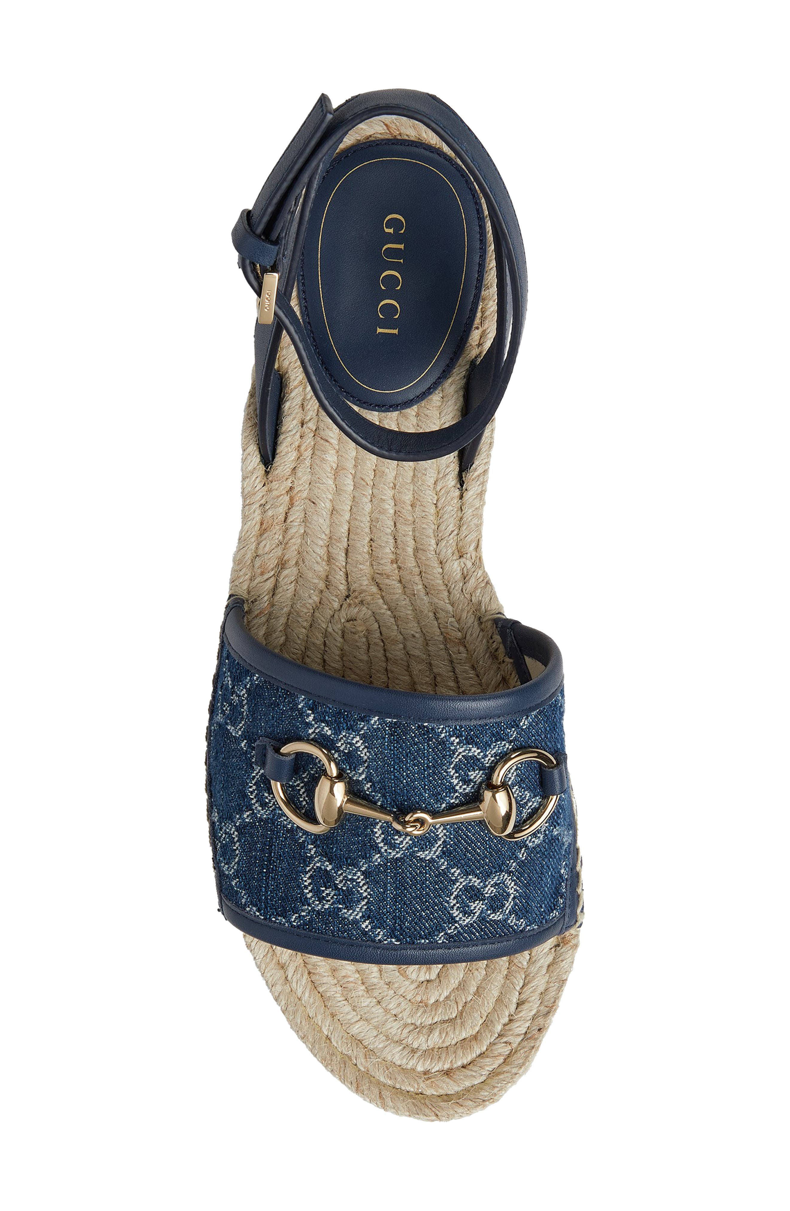 Gucci Paloma Horsebit Espadrille Sandal, Alternate, color, Blue Sapphire