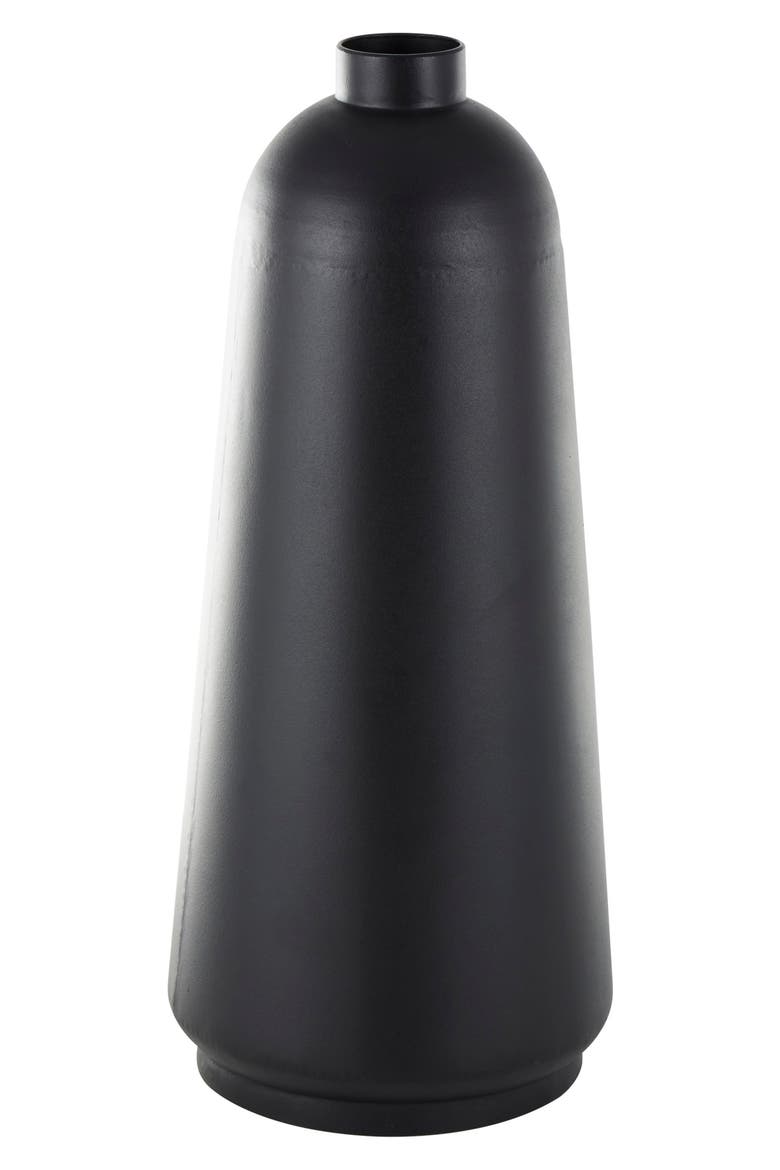 Black Metal Vase, Alternate, color, BLACK