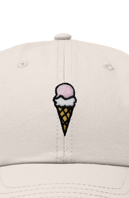 Dalix Double Scoop Embroidered Cap In Beige