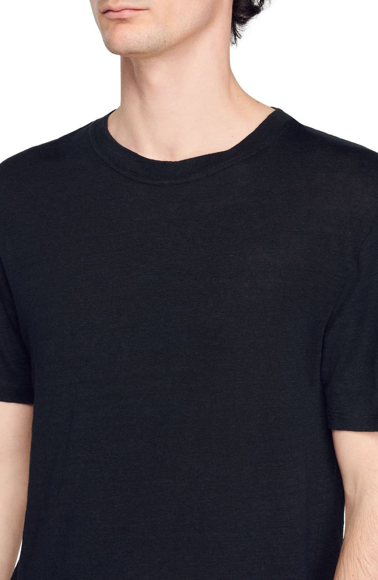 SANDRO Clash Linen Crewneck T-Shirt, Alternate, color, 
