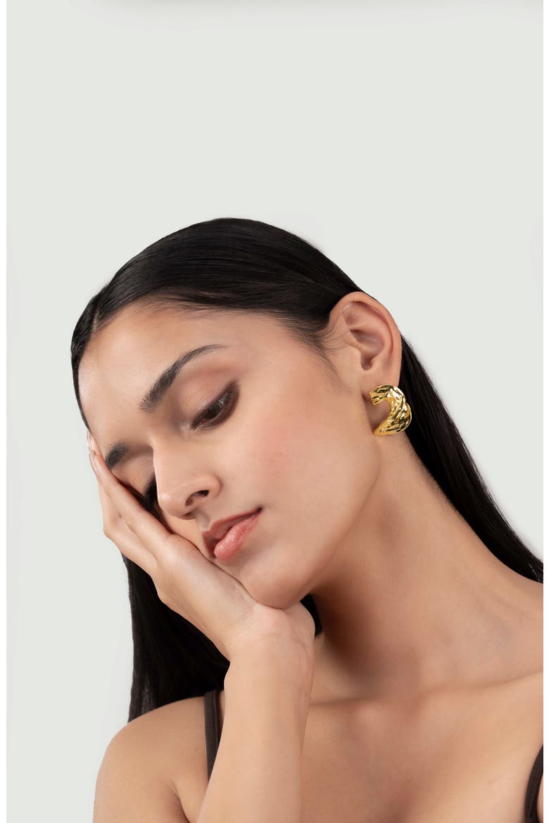 Mira Hammered Earrings, Alternate, color, GOLD