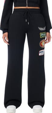 True Religion Crystal Patch Mid Rise Straight Leg Sweatpants