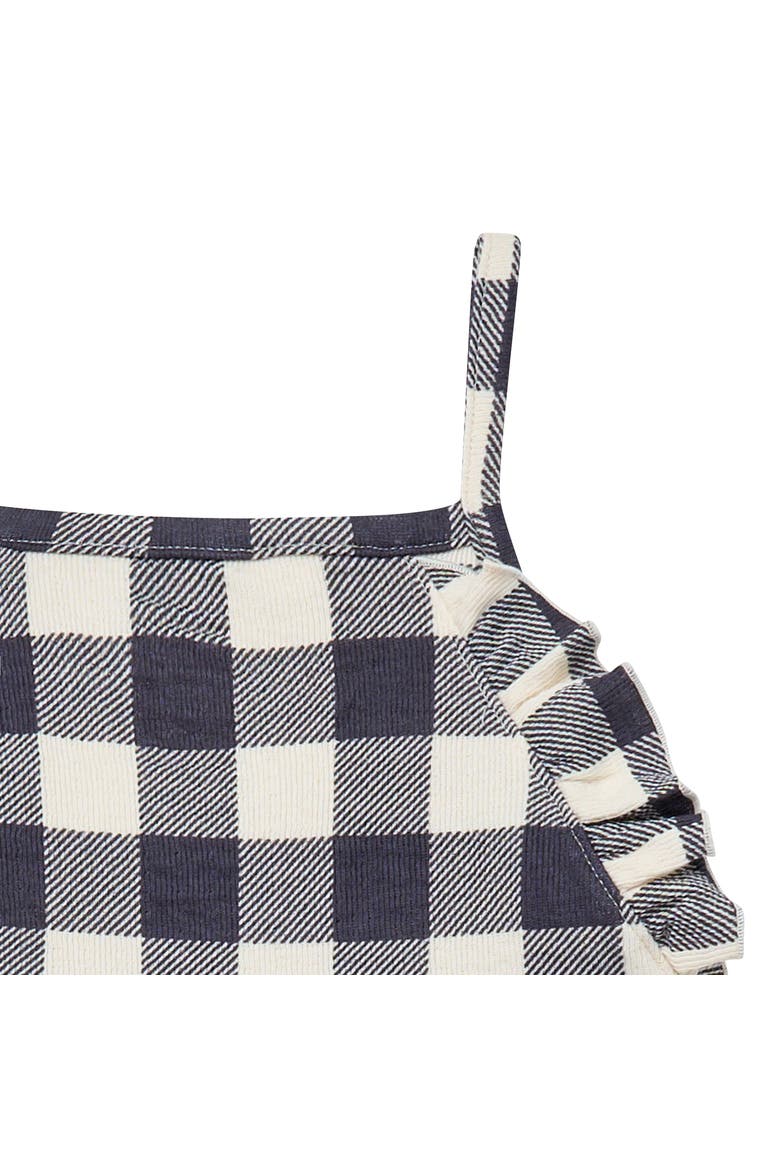 Girls' Ruffle Wide Leg Romper, Alternate, color, Dark Grey Gingham