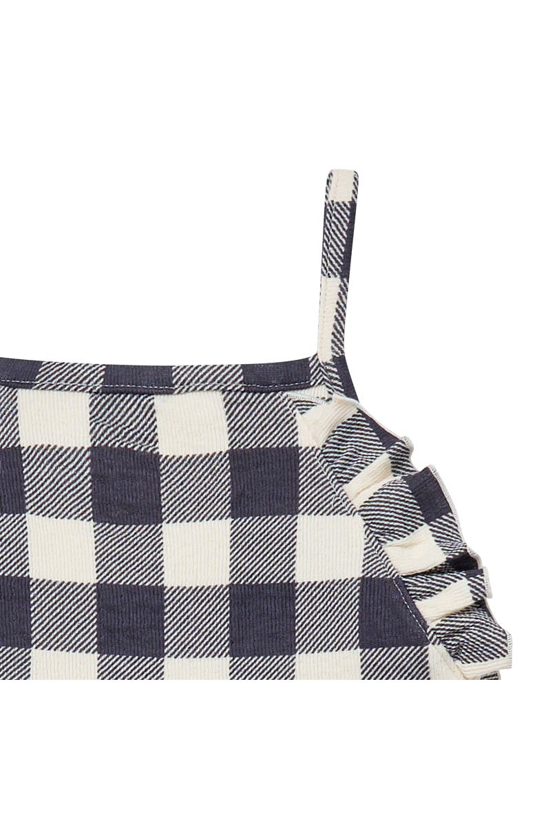 Modern Moments<sup>™</sup> by Gerber Girls' Ruffle Wide Leg Romper, Alternate, color, Dark Grey Gingham