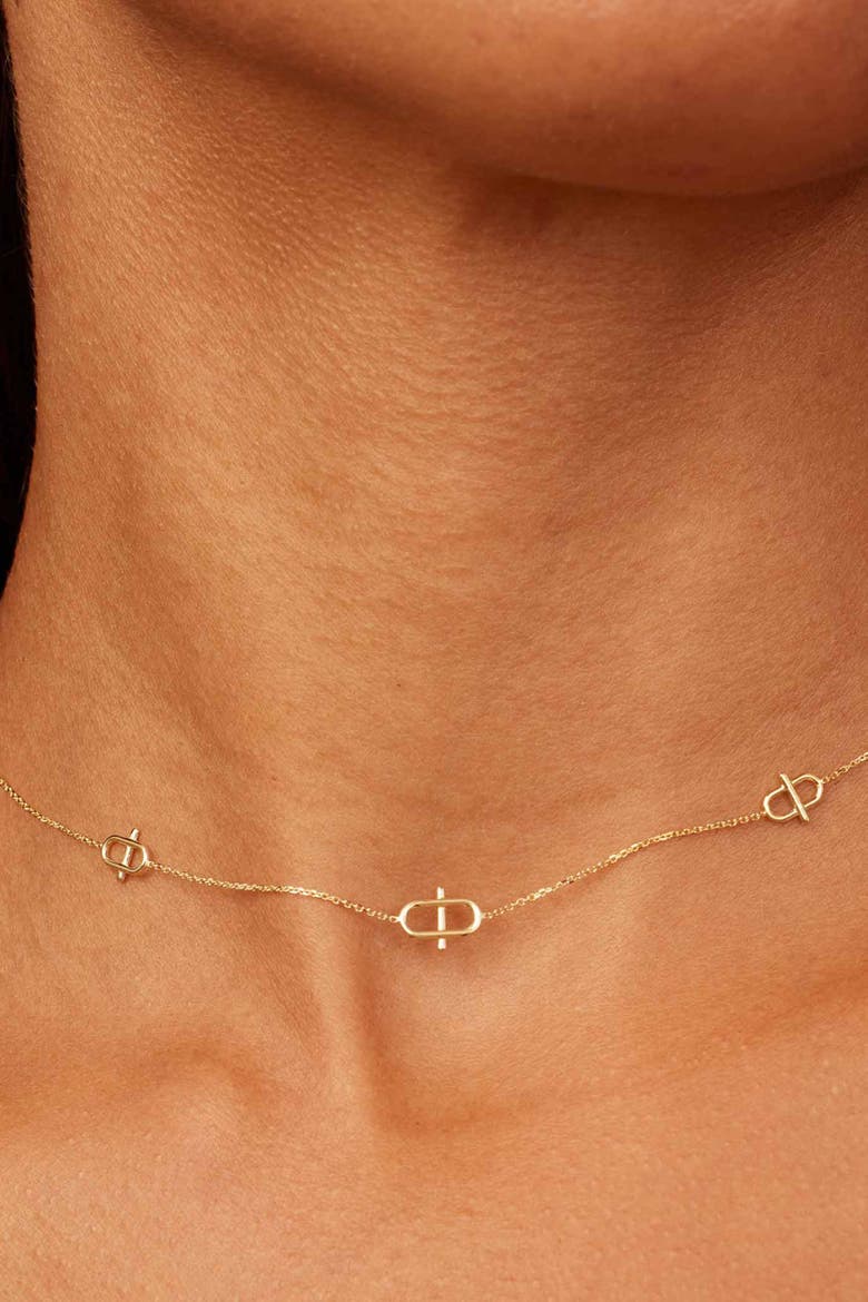14K Gold Harmony Station Necklace, Alternate, color, Yellow Gold