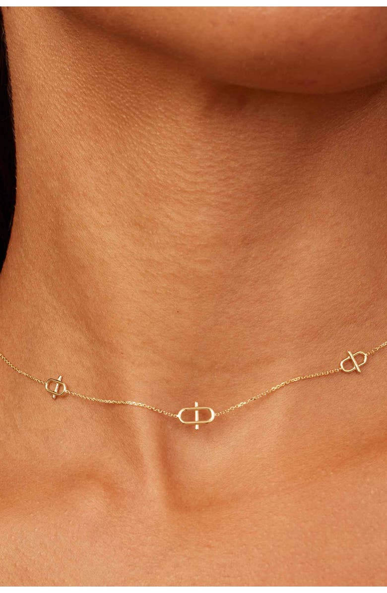 Oradina 14K Gold Harmony Station Necklace, Alternate, color, Yellow Gold