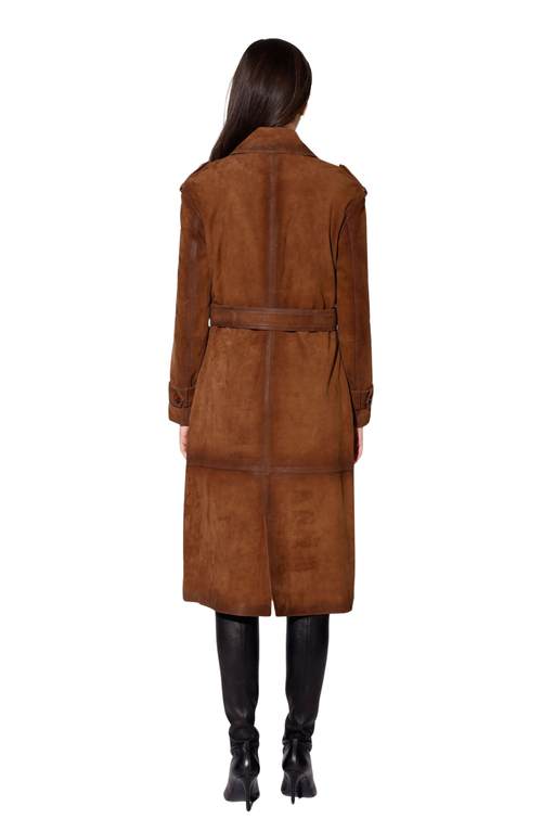 Walter Baker Brown Jerome Leather Trench Coat In Brown