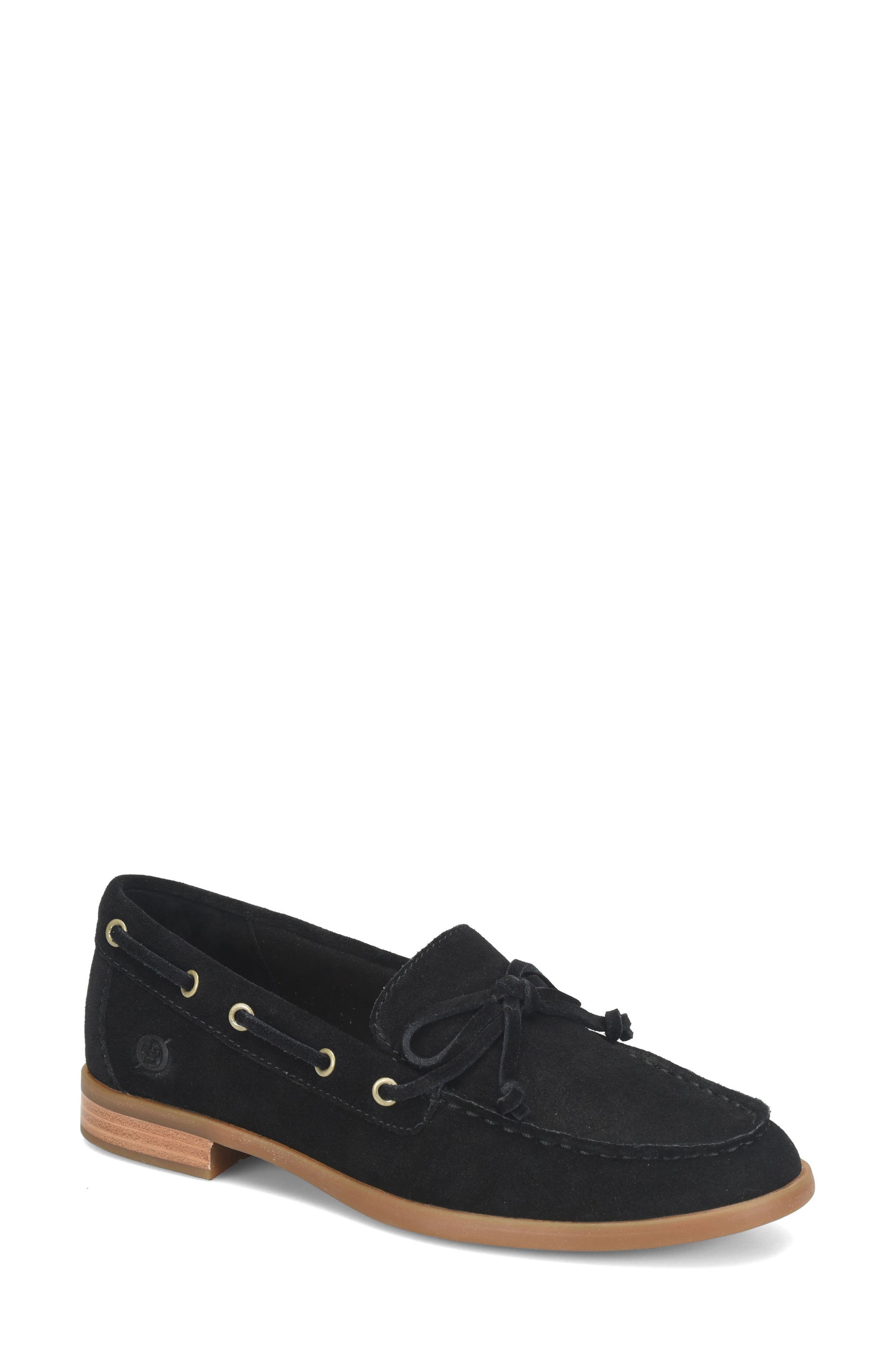 Børn Callie Boat Shoe, Main, color, Black Suede