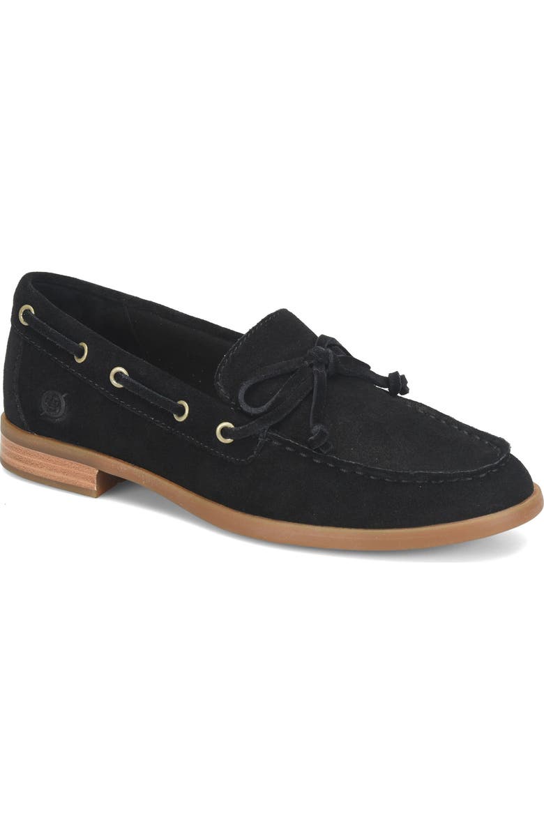 Børn Callie Boat Shoe, Main, color, Black Suede