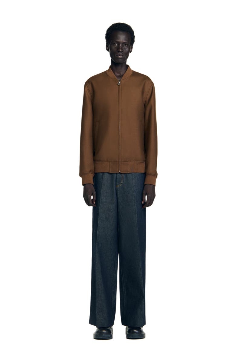 SANDRO Zip-up jacket, Alternate, color, Tobacco Brown