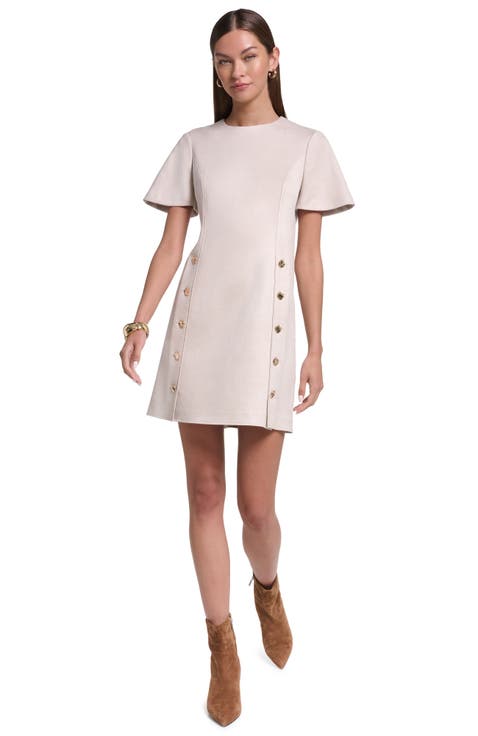 Short Sleeve Suede Shift Dress