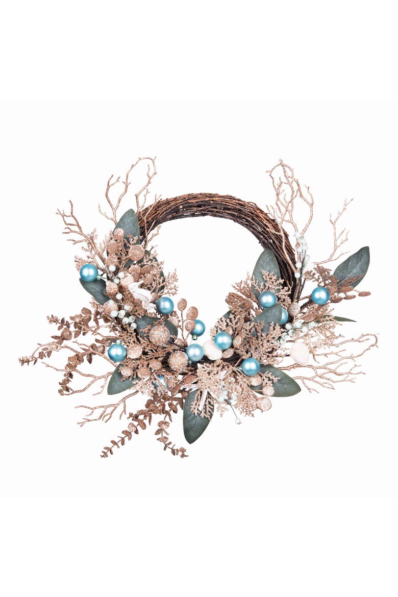 Coastal Shell Wreath, Main, color, Green
