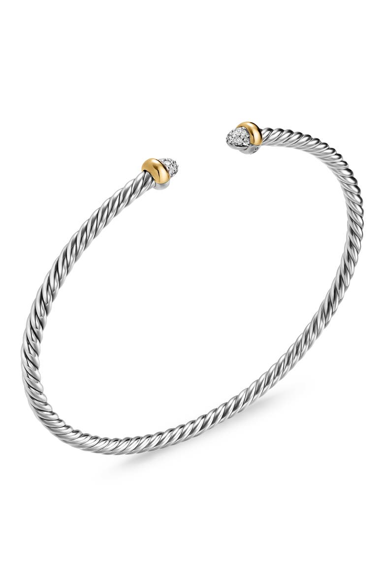 Micro Cable Flex Cuff Bracelet with Diamonds, Alternate, color, SILVER PAVE