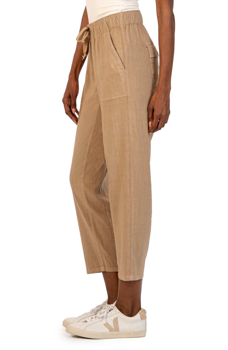 KUT from the Kloth Rosalie Linen Blend Crop Drawstring Pants, Alternate, color,