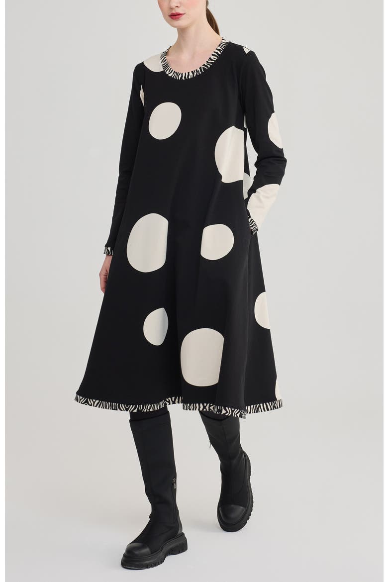 Tuva Long Printed Cotton Jersey Cardigan, Alternate, color, Polka Dots