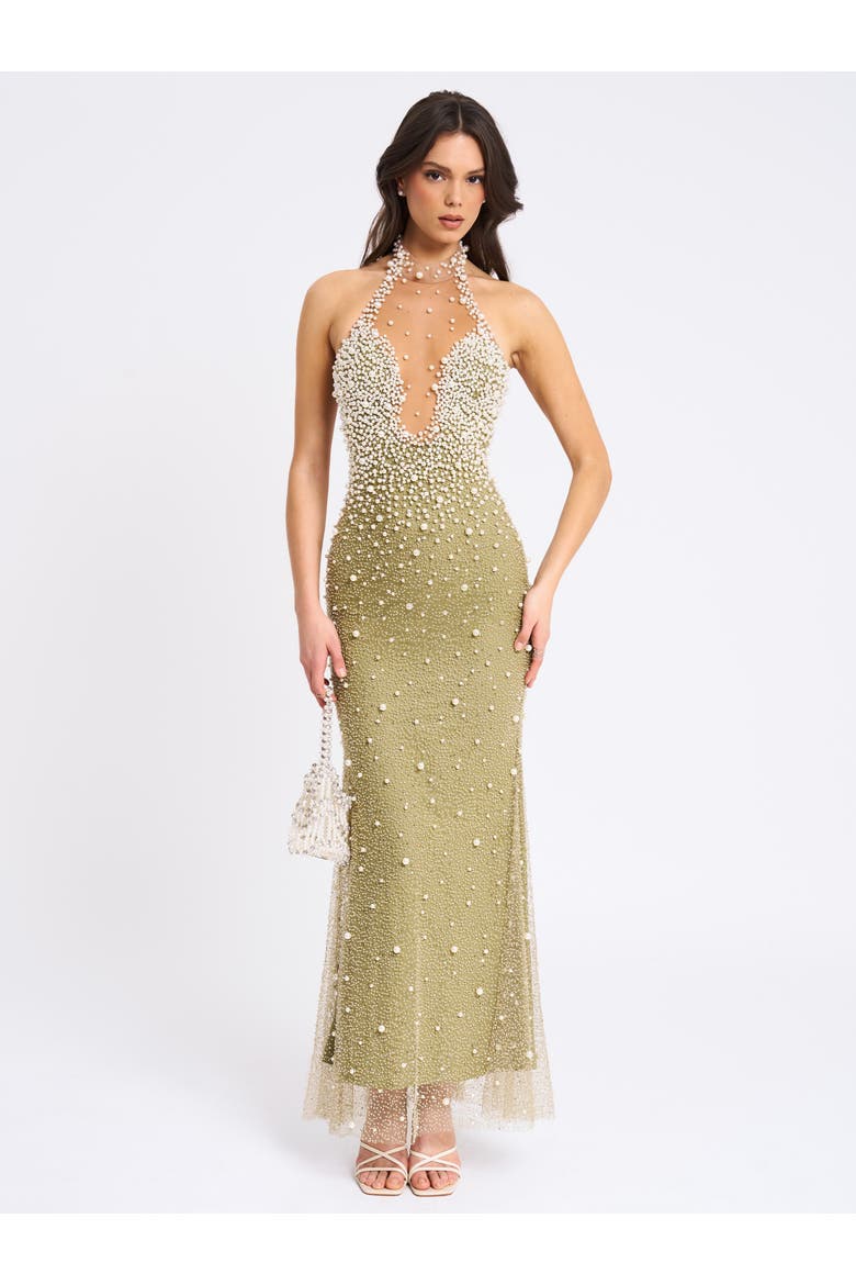 Ginny Pearl Embellished Backless Gown, Alternate, color, Pear Green