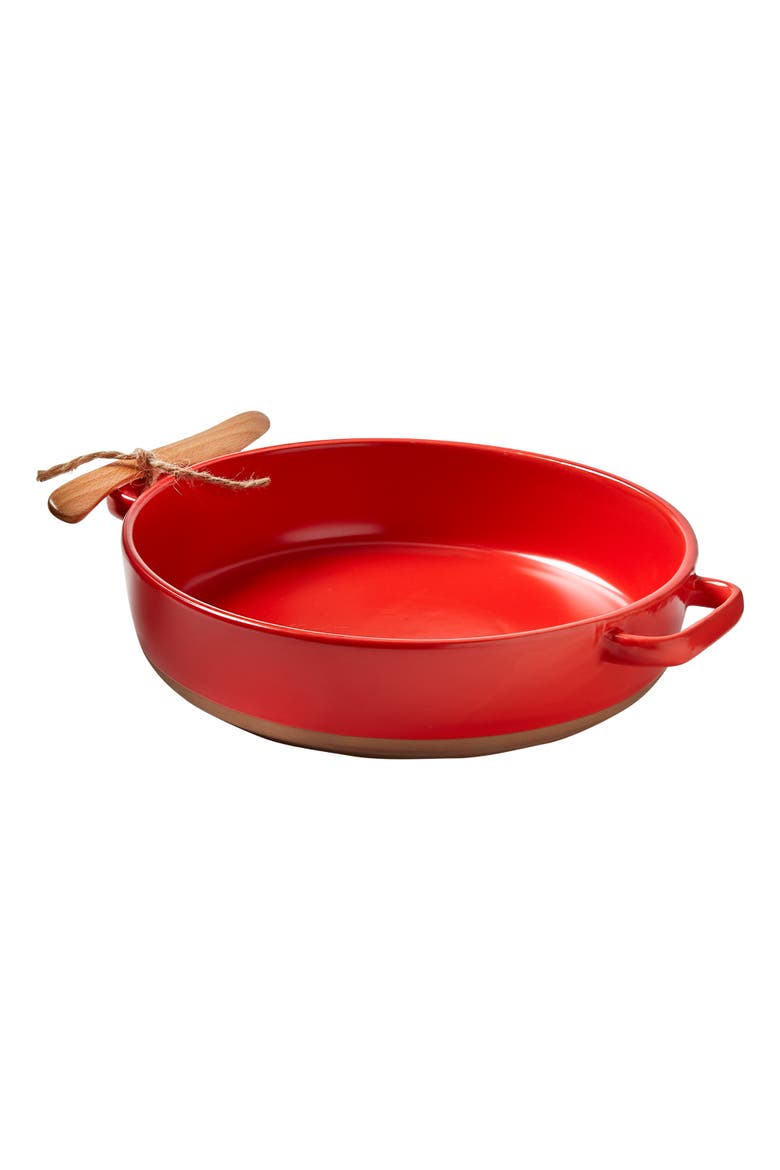 Brie Baker Spreader Set of 2 Red Ceramic Baking Dishes, Main, color, Red