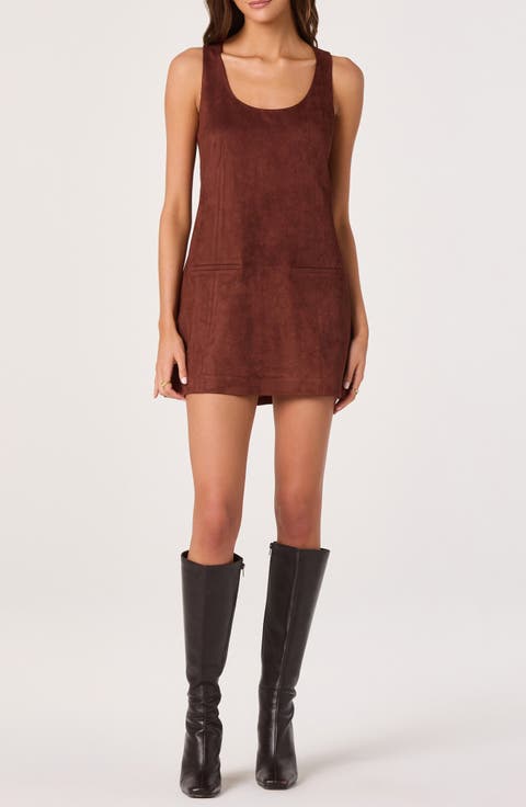 Faux Suede A-Line Dress