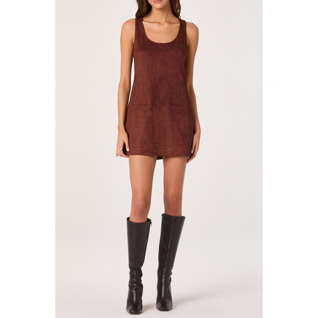 Astr The Label Faux Suede A-line Dress In Brown