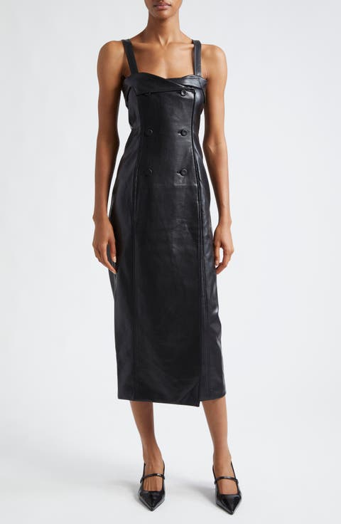 Tessa Faux Leather Midi Dress