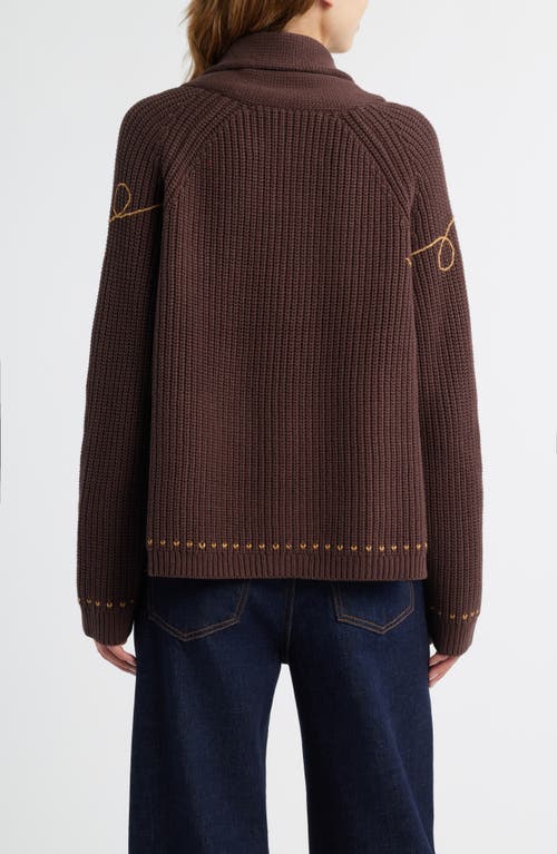 The Great . The Lasso Lodge Cotton Blend Cardigan In Brown