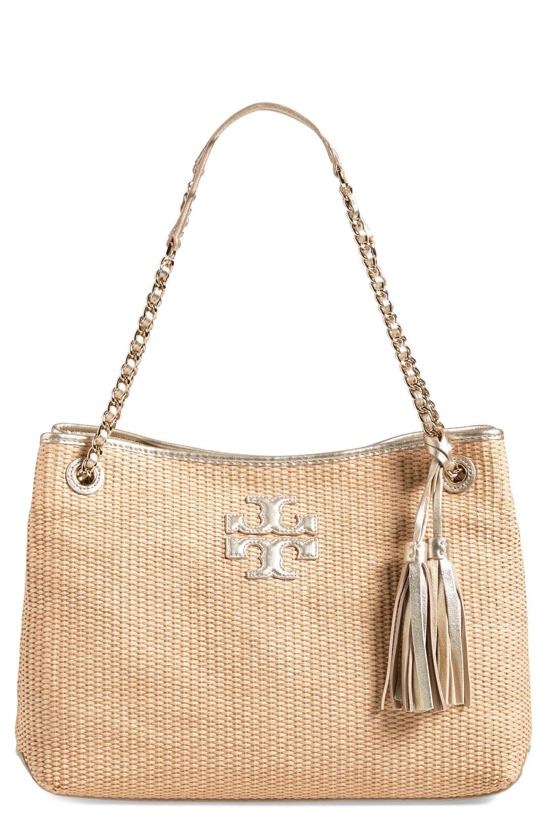 Tory Burch 'Thea' Straw Tote, Main, color, 