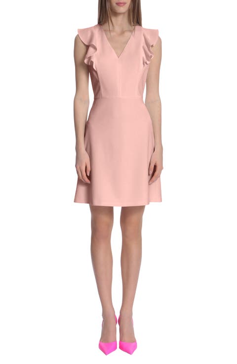 V-Neck Ruffle Sleeveless A-Line Dress