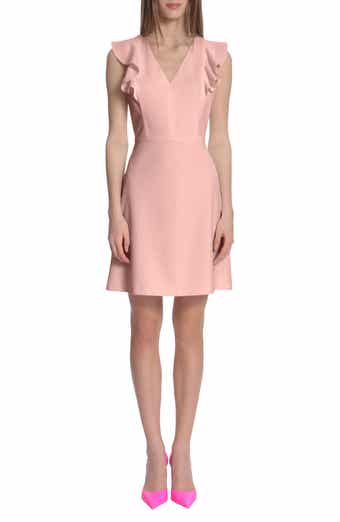 DONNA MORGAN FOR MAGGY V-Neck Ruffle Sleeveless A-Line Dress