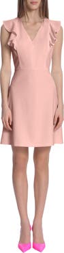 DONNA MORGAN FOR MAGGY V-Neck Ruffle Sleeveless A-Line Dress