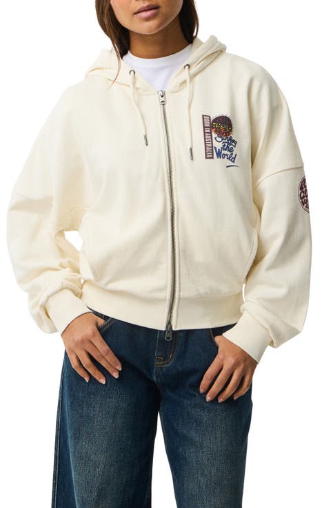 Surf the World Full Zip Graphic Hoodie