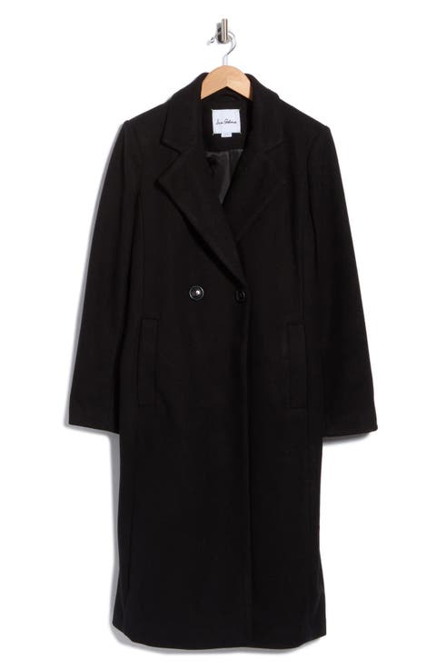 Fitted Double Breasted Notch Collar Long Coat