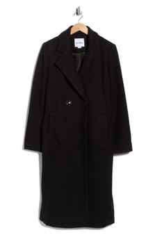 Fitted Double Breasted Notch Collar Long Coat