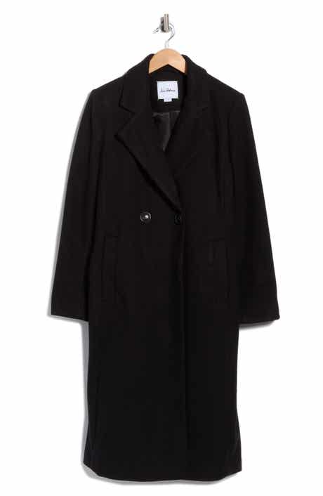 Fitted Double Breasted Notch Collar Long Coat