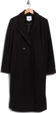 Sam Edelman Fitted Double Breasted Notch Collar Long Coat