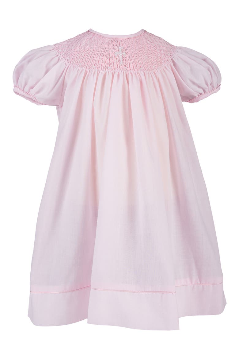 Imitation Pearl Cross Christening Gown & Bonnet Set, Alternate, color, PINK