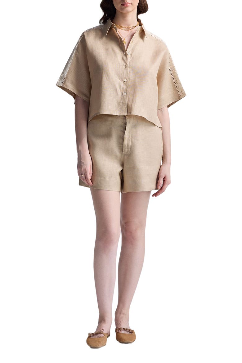 Boxy Shirt with Lace Set, Main, color, Neutral Beige