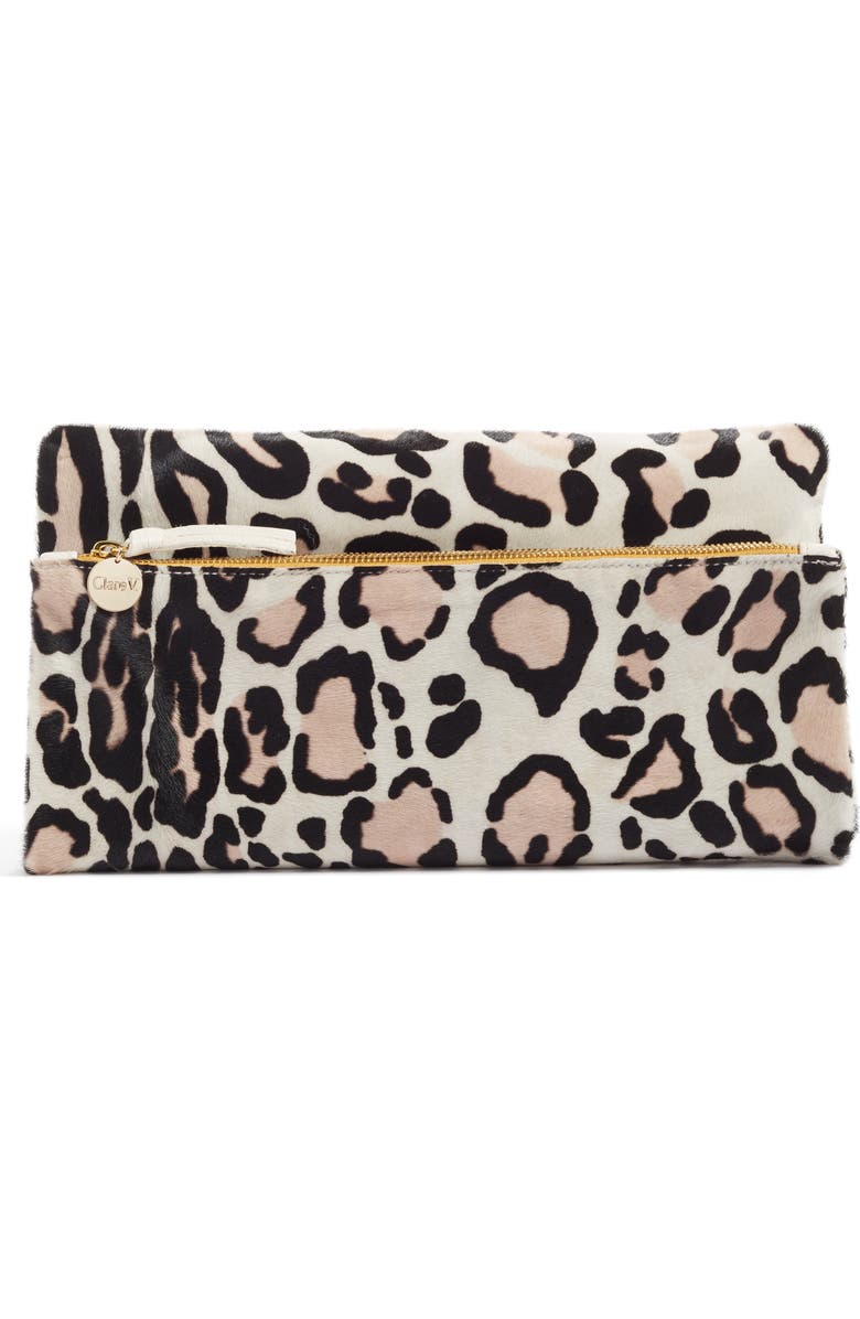 Clare V. Genuine Calf Hair Foldover Clutch, Main, color,