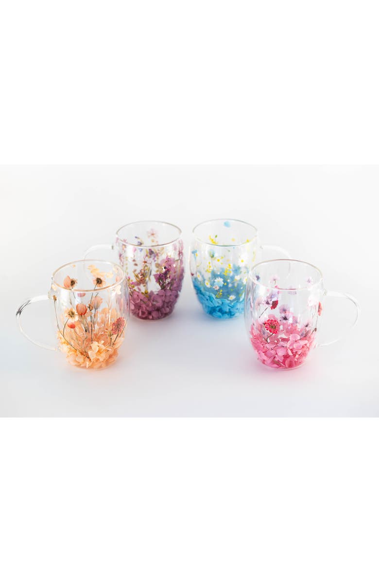 Jeanne Fitz Double Wall Flower Mugs, Assorted Colors, Set of 4, Alternate, color, Multi