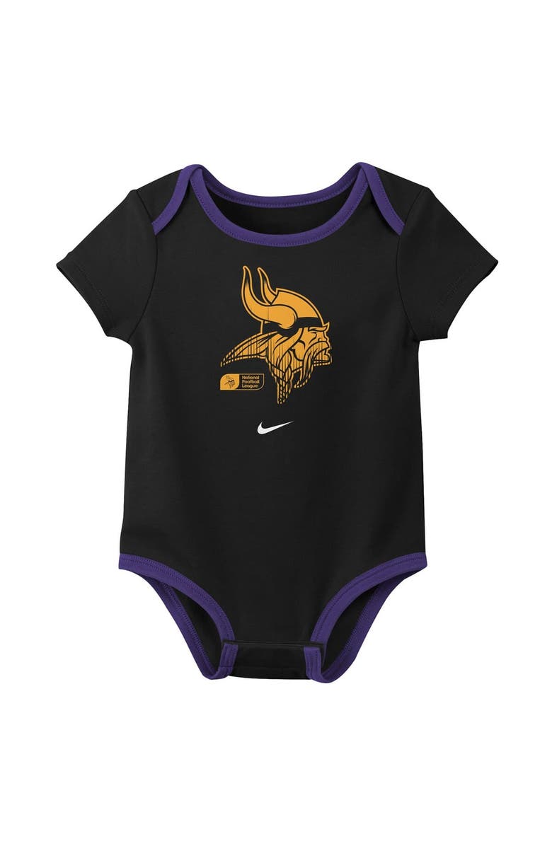 Nike Newborn & Infant Nike Justin Jefferson Minnesota Vikings Name & Number 3-Pack Bodysuit Set, Alternate, color, Purple