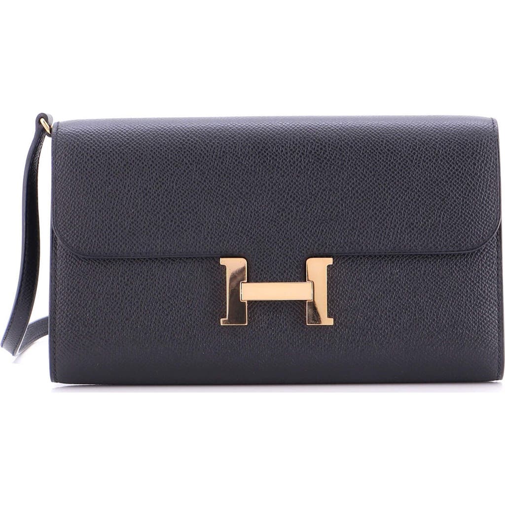 Pre-owned Hermes Hermes Constance To Go Wallet Epsom In Black