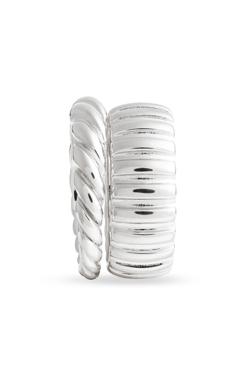 Nordstrom Demi Fine Set of 2 Ridged Rings, Alternate, color, Sterling Silver Plated