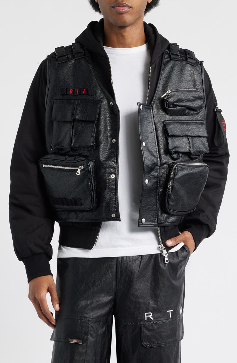 RtA Geronimo Tactical Mixed Media Hooded Bomber Jacket, Alternate, color, Matte Black Tactical