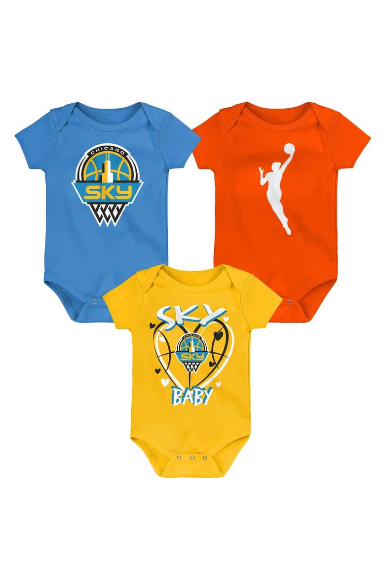 Infant Outerstuff  Chicago Sky Slide Home 3-Piece Creeper Set, Alternate, color, Light Blue