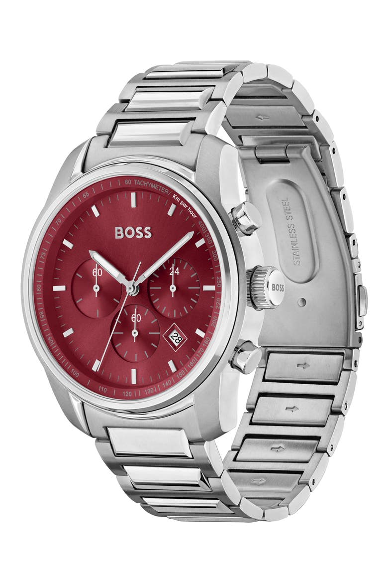 Trace Chronograph Bracelet Watch, 44mm, Alternate, color, RED