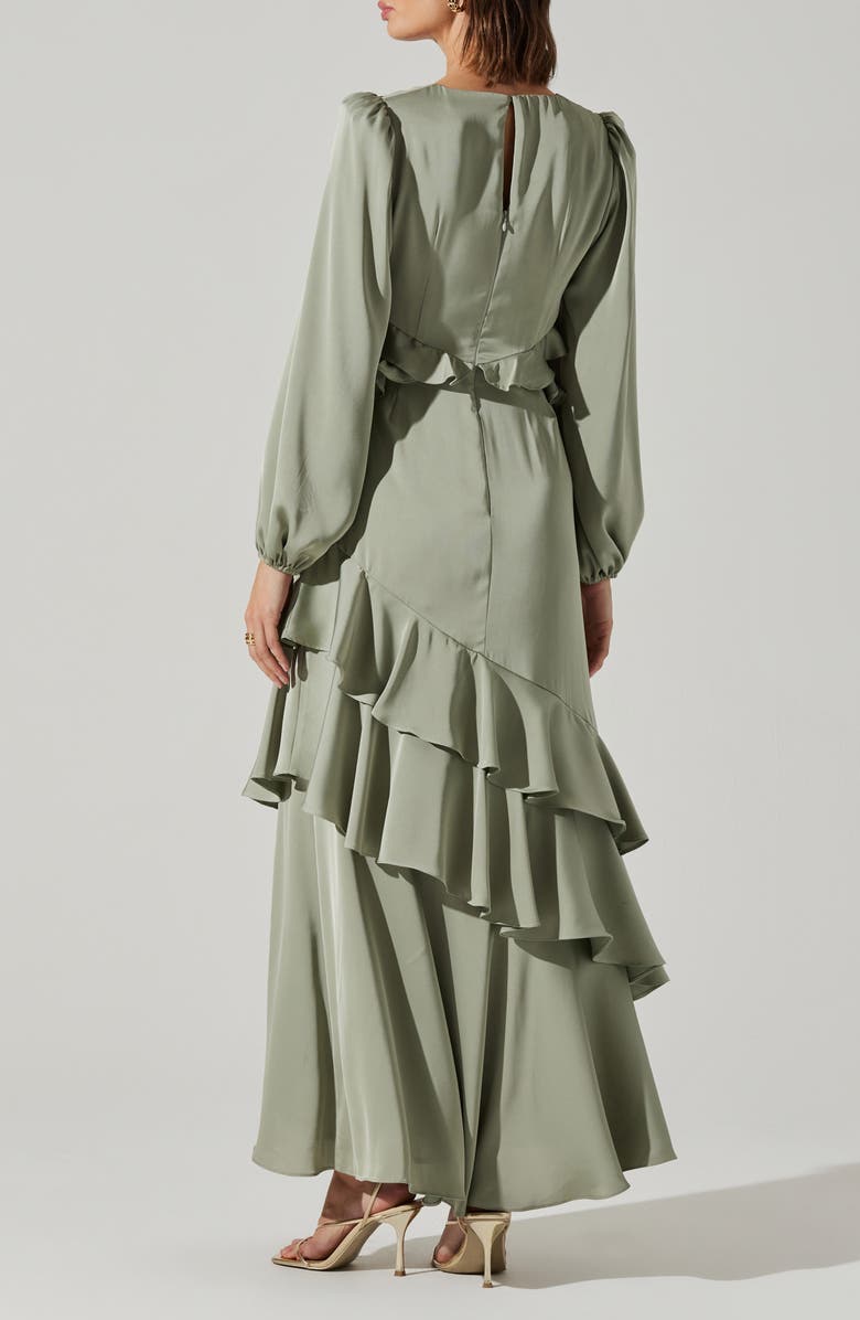 ASTR the Label Biella Long Sleeve Ruffle Maxi Dress, Alternate, color, Sage