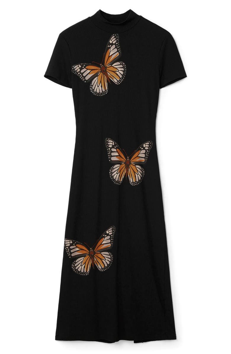 Desigual Virginia Mock Neck Rib Maxi Dress, Alternate, color, 