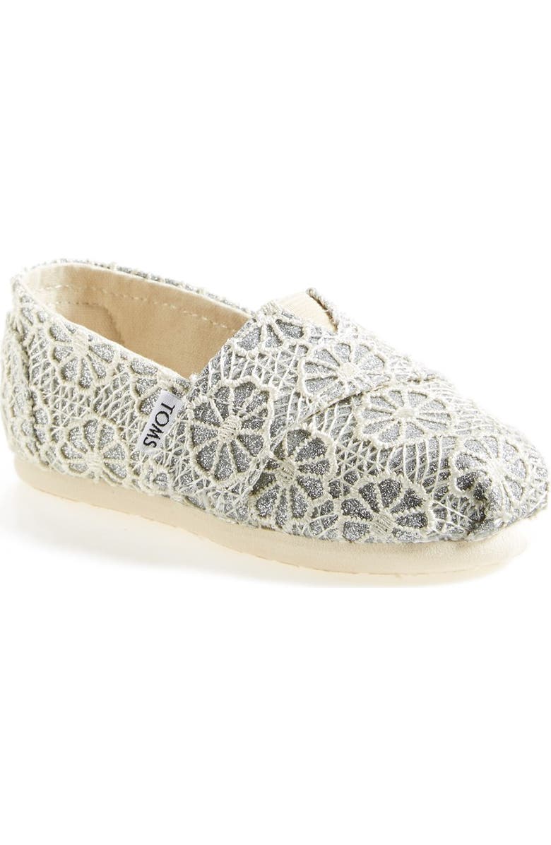 TOMS 'Tiny - Glitter' Crochet Slip-On, Main, color,