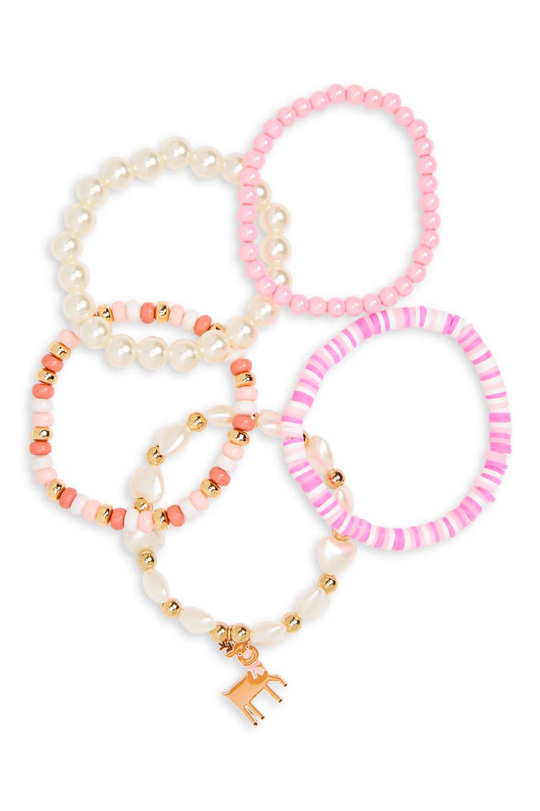 Kids' 5-Piece Bracelet Set, Main, color, PINK MULTI