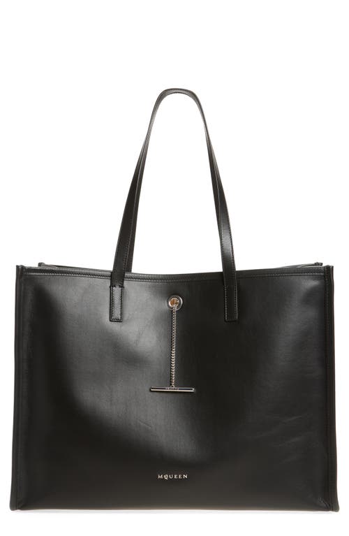 Alexander Mcqueen T-bar Pendant Tote In Black/silver